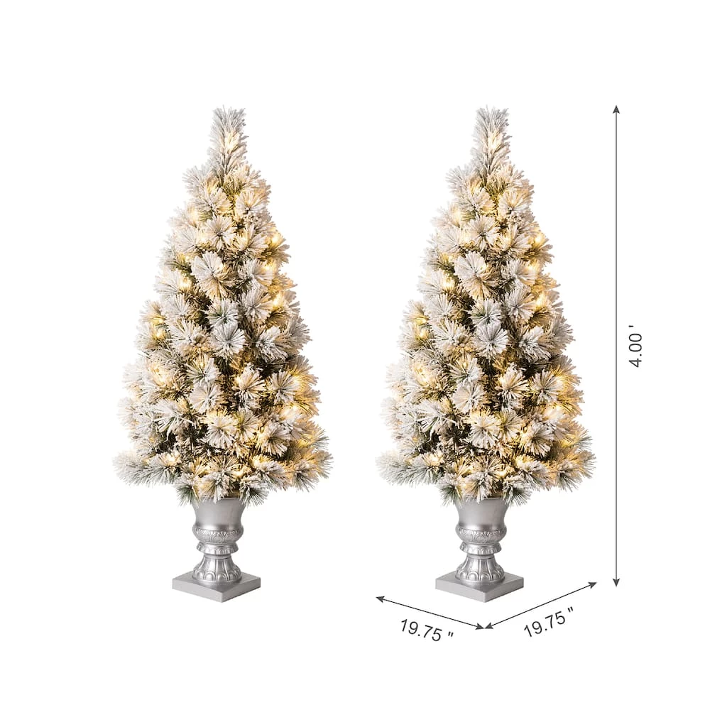 Wholesale π 4ft. Pre-Lit Flocked Pine Artificial π Christmas Tree in Planter Set, Warm White LED Lights by Glitzhome π 9 Wholesale π 4ft. Pre-Lit Flocked Pine Artificial π Christmas Tree in Planter Set, Warm White LED Lights by Glitzhome π - Image 7