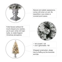 Wholesale π 4ft. Pre-Lit Flocked Pine Artificial π Christmas Tree in Planter Set, Warm White LED Lights by Glitzhome π 17 Wholesale π 4ft. Pre-Lit Flocked Pine Artificial π Christmas Tree in Planter Set, Warm White LED Lights by Glitzhome π -Glitzhome Sales D494339S 8