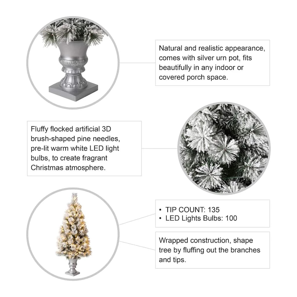 Wholesale π 4ft. Pre-Lit Flocked Pine Artificial π Christmas Tree in Planter Set, Warm White LED Lights by Glitzhome π 10 Wholesale π 4ft. Pre-Lit Flocked Pine Artificial π Christmas Tree in Planter Set, Warm White LED Lights by Glitzhome π - Image 8