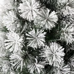 Deals ✨ 5ft. Pre-Lit Flocked Pine Artificial ❄ Christmas Tree in Planter Set, Warm White LED Lights by Glitzhome ❤️ -Glitzhome Sales D494340S 6