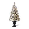 Best Sale 🔔 4ft. Pre-Lit Flocked Pine Artificial 🎁 Christmas Tree in Planter, Warm White LED Lights by Glitzhome ✨ -Glitzhome Sales D494341S 1