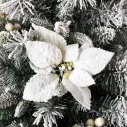 Best Sale 🔔 4ft. Pre-Lit Flocked Pine Artificial 🎁 Christmas Tree in Planter, Warm White LED Lights by Glitzhome ✨ -Glitzhome Sales D494341S 5