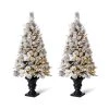 Budget 🧨 4ft. Pre-Lit Flocked Pine Artificial 🔔 Christmas Tree in Planter Set, Warm White LED Lights by Glitzhome 🧨 -Glitzhome Sales D494342S 1