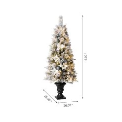 Top 10 ⌛ 5ft. Pre-Lit Flocked Pine Artificial 🎅 Christmas Tree in Planter, Warm White LED Lights by Glitzhome ⭐ -Glitzhome Sales D494343S 7