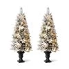 Wholesale 🔔 5ft. Pre-Lit Flocked Pine Artificial 🎅 Christmas Tree in Planter Set, Warm White LED Lights by Glitzhome ✨ -Glitzhome Sales D494344S 1