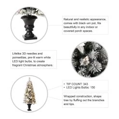 Wholesale 🔔 5ft. Pre-Lit Flocked Pine Artificial 🎅 Christmas Tree in Planter Set, Warm White LED Lights by Glitzhome ✨ -Glitzhome Sales D494344S 8