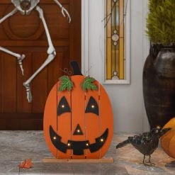 Discount 🥰 Glitzhome® 30" Lighted Wooden Pumpkin Porch Décor ⌛ 11 Discount 🥰 Glitzhome® 30" Lighted Wooden Pumpkin Porch Décor ⌛ -Glitzhome Sales D521780S 2