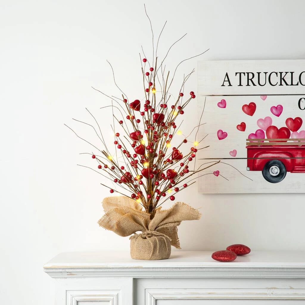 Promo π Glitzhome® 18" Lighted Valentine's Berry Heart Table Tree π 4 Promo π Glitzhome® 18" Lighted Valentine's Berry Heart Table Tree π - Image 2