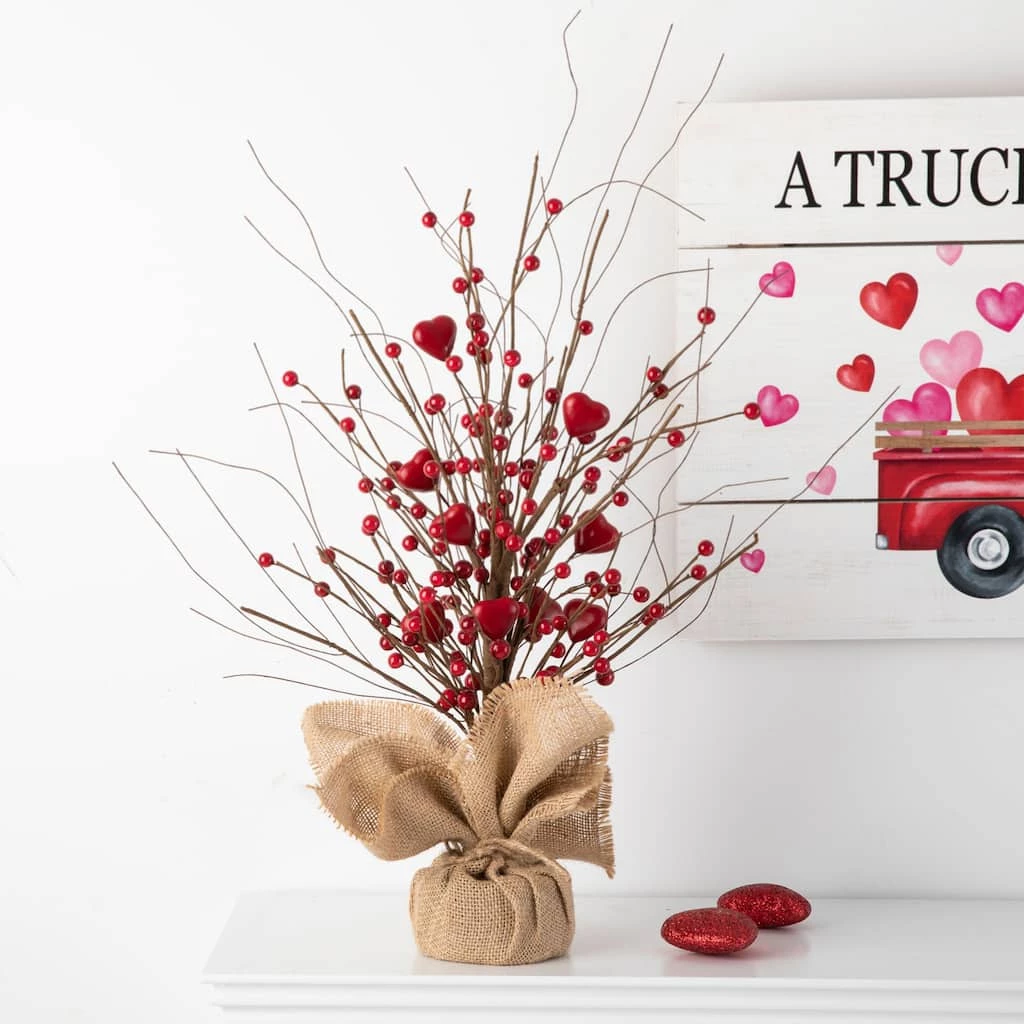 Promo π Glitzhome® 18" Lighted Valentine's Berry Heart Table Tree π 5 Promo π Glitzhome® 18" Lighted Valentine's Berry Heart Table Tree π - Image 3