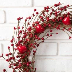 Deals 🤩 Glitzhome® 18" Valentine's Berry Wreath 😀 -Glitzhome Sales D582798S 5