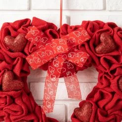 Best deal 🔔 Glitzhome® 19.25" Fabric Valentine's Heart Wreath 😍 -Glitzhome Sales D582799S 5
