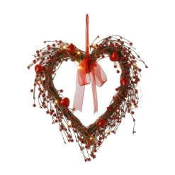 Top 10 🔥 Glitzhome® 17" Lighted Valentine's Berry Heart Wreath 🔔