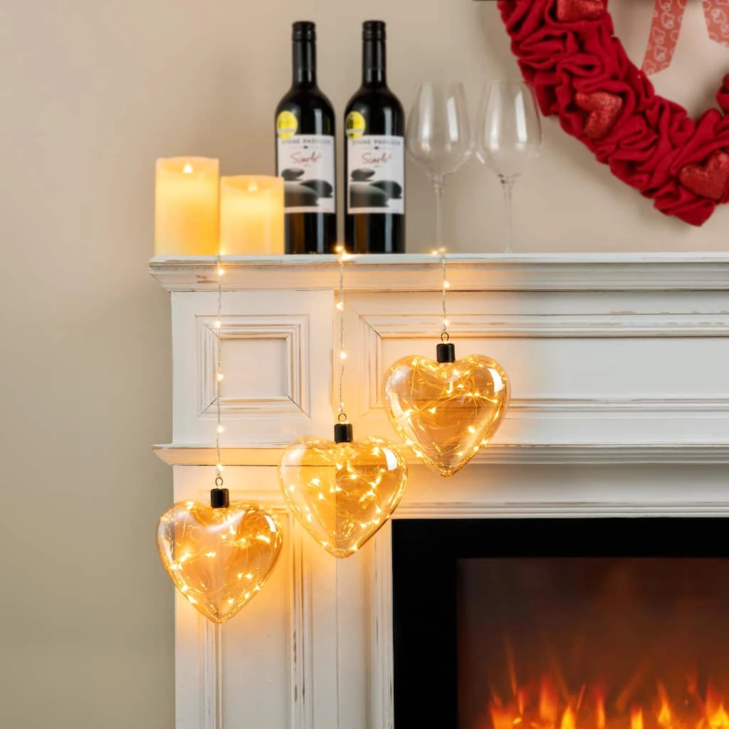 Budget π₯ Glitzhome® 25.75" Valentine's Glass Heart String Lights Wall Décor Set π₯° 4 Budget π₯ Glitzhome® 25.75" Valentine's Glass Heart String Lights Wall Décor Set π₯° - Image 2