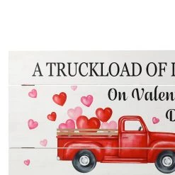 Outlet ⌛ Glitzhome® 24" Wooden Valentine's Truck Wall Sign 🔔 -Glitzhome Sales D582802S 5