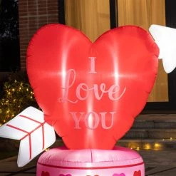 Discount 🔔 Glitzhome® 5ft. Lighted Valentine's Inflatable Heart Décor ✨ -Glitzhome Sales D582803S 3