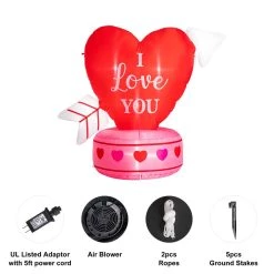 Discount 🔔 Glitzhome® 5ft. Lighted Valentine's Inflatable Heart Décor ✨ -Glitzhome Sales D582803S 6