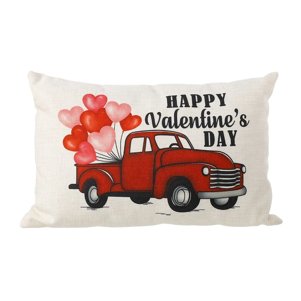 Wholesale π Glitzhome® 18" Faux Burlap Happy Valentine's Truck Pillow π 3 Wholesale π Glitzhome® 18" Faux Burlap Happy Valentine's Truck Pillow π