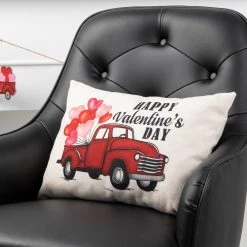 Wholesale π Glitzhome® 18" Faux Burlap Happy Valentine's Truck Pillow π 12 Wholesale π Glitzhome® 18" Faux Burlap Happy Valentine's Truck Pillow π -Glitzhome Sales D582805S 3