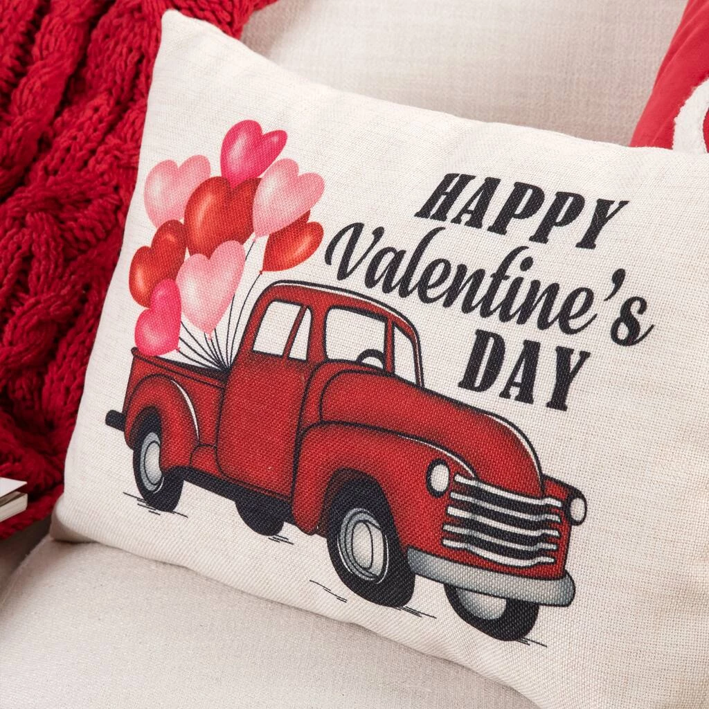 Wholesale π Glitzhome® 18" Faux Burlap Happy Valentine's Truck Pillow π 6 Wholesale π Glitzhome® 18" Faux Burlap Happy Valentine's Truck Pillow π - Image 4
