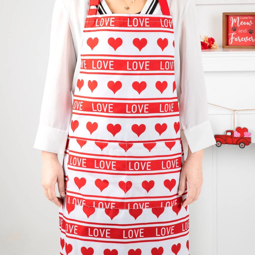 Outlet π Glitzhome® 31.25" Fabric Valentine's Heart Apron β 5 Outlet π Glitzhome® 31.25" Fabric Valentine's Heart Apron β - Image 3