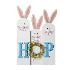 Best Pirce 🧨 Glitzhome® 29.5" Easter Bunny Family HOP Wooden Porch Sign ⭐ -Glitzhome Sales D582812S 5