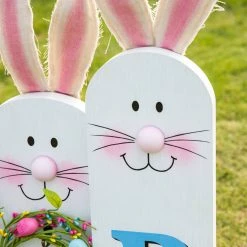 Best Pirce 🧨 Glitzhome® 29.5" Easter Bunny Family HOP Wooden Porch Sign ⭐ -Glitzhome Sales D582812S 6