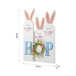 Best Pirce 🧨 Glitzhome® 29.5" Easter Bunny Family HOP Wooden Porch Sign ⭐ -Glitzhome Sales D582812S 7