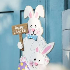 Wholesale 🔥 Glitzhome® 30.75" Easter Stacked Bunny Wooden Porch Décor 👏 -Glitzhome Sales D582814S 3