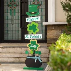 Best Pirce 🥰 Glitzhome® 42'' Lighted St. Patrick's Wooden Shamrocks Porch Décor 🌟 -Glitzhome Sales D582823S 3