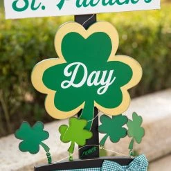 Best Pirce 🥰 Glitzhome® 42'' Lighted St. Patrick's Wooden Shamrocks Porch Décor 🌟 -Glitzhome Sales D582823S 5