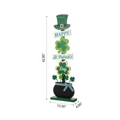 Best Pirce 🥰 Glitzhome® 42'' Lighted St. Patrick's Wooden Shamrocks Porch Décor 🌟 -Glitzhome Sales D582823S 8