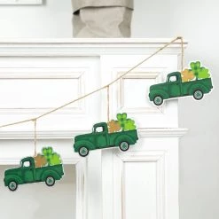 Buy 💯 Glitzhome® St. Patrick's Metal Trucks Garland 👍 -Glitzhome Sales D582838S 3