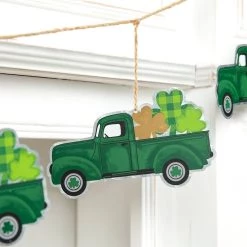 Buy 💯 Glitzhome® St. Patrick's Metal Trucks Garland 👍 -Glitzhome Sales D582838S 4