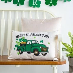 Top 10 🥰 Glitzhome® 18" Faux Burlap Happy St. Patrick's Day Truck Pillow ⌛ -Glitzhome Sales D582840S 3