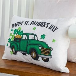 Top 10 🥰 Glitzhome® 18" Faux Burlap Happy St. Patrick's Day Truck Pillow ⌛ -Glitzhome Sales D582840S 4