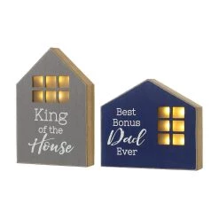 Promo 🤩 Glitzhome® Lighted Father's Day Table Block Sign Set 🥰