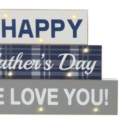 Cheapest 💯 Glitzhome® 12" Lighted Happy Father's Day Block Sign 🎁 -Glitzhome Sales D582845S 5