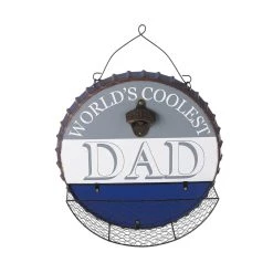 Deals 😍 Glitzhome® 13" Father's Day Metal Bottle Cap Bottle Opener Wall Sign & Organizer ✔️