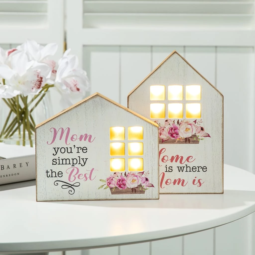 Outlet π Glitzhome® Lighted Wood π© Mother's Day House Shaped Table Sign Set 𧨠4 Outlet π Glitzhome® Lighted Wood π© Mother's Day House Shaped Table Sign Set 𧨠- Image 2