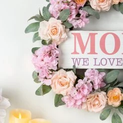 Deals ✔️ Glitzhome® 22" 👩 Mother's Day Floral Wreath ✔️ -Glitzhome Sales D582854S 4