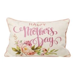 Outlet 𧨠Glitzhome® 18" Faux Burlap Happy π© Mother's Day Floral Pillow π₯