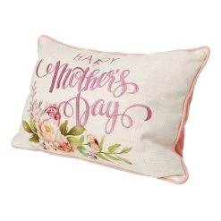 Outlet 🧨 Glitzhome® 18" Faux Burlap Happy 👩 Mother's Day Floral Pillow 🔥 -Glitzhome Sales D582855S 5
