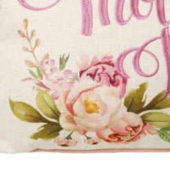 Outlet 🧨 Glitzhome® 18" Faux Burlap Happy 👩 Mother's Day Floral Pillow 🔥 -Glitzhome Sales D582855S 7