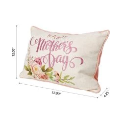 Outlet 🧨 Glitzhome® 18" Faux Burlap Happy 👩 Mother's Day Floral Pillow 🔥 -Glitzhome Sales D582855S 8
