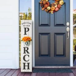 Budget 🔥 Glitzhome® 3.5ft. Welcome to Our Porch Sign with Metal Planter 🧨 -Glitzhome Sales D583514S 4