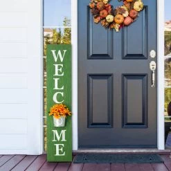 Best Sale 🧨 Glitzhome® 3.5ft. Welcome Porch Sign with Metal Planter 😍 -Glitzhome Sales D583515S 4