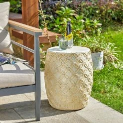 Deals 🔔 Glitzhome® 18" Multi-Functional Antique Cream Grid Garden Stool ⌛ -Glitzhome Sales D583530S 5