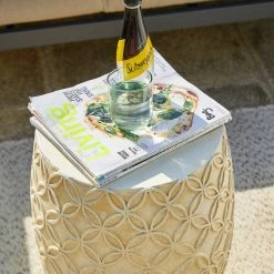 Deals 🔔 Glitzhome® 18" Multi-Functional Antique Cream Grid Garden Stool ⌛ -Glitzhome Sales D583530S 6