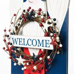 Cheap ❤️ Glitzhome® 36" Wood Patriotic Gnome Family with Welcome Wreath Porch Décor 🔥 -Glitzhome Sales D583551S 5