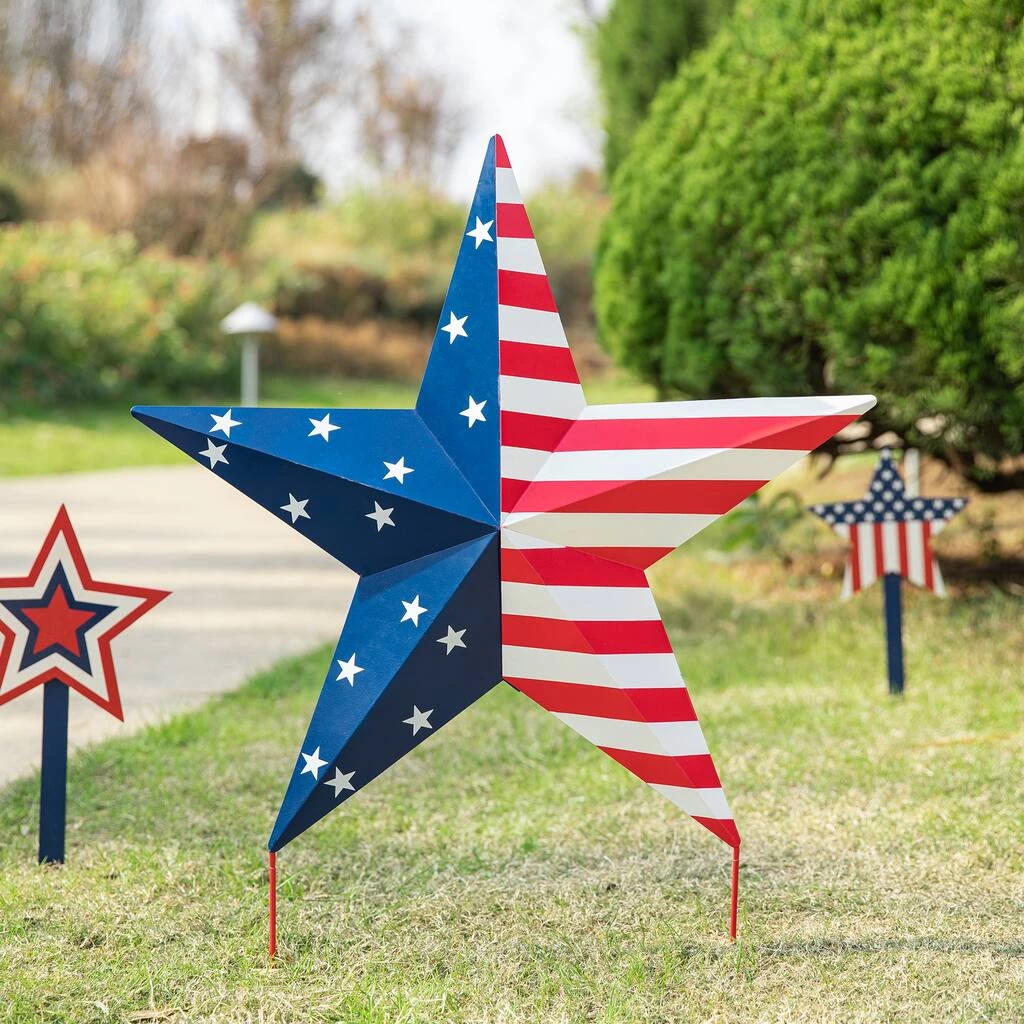 Outlet ⭐ Glitzhome® 30.75" Metal Patriotic Yard Stake Décor 🧨 4 Outlet ⭐ Glitzhome® 30.75" Metal Patriotic Yard Stake Décor 🧨 - Image 2